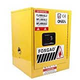 Safety Cabinet, 12 Gallon Steel Safety Storage Cabinet Adjustable Shelf Flammable Storage Cabinet 1 Door Manual Close for Flammable Liquids - Yellow (4 Gallon)