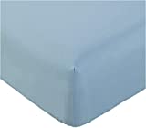 800 Thread Count Twin XL Fitted Sheet with Elastic All Around 100% Egyptian Cotton Sateen Weave - Fits Mattress Upto 18 inches Deep Pocket, Soft, Long Staple Cotton Light Blue 1 Piece Fitted Sheet