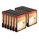 Cardinal Economy 3-Ring Binders, 1", Round Rings, Holds 225 Sheets, Clearvue Presentation View, Non-Stick, Black, Carton of 12