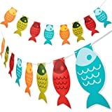 2 Pieces Fish Banner Fish Paper Pennant Banner Fisherman Garland Banner for Fishing Party School Decoration Supplies