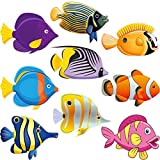 45 Pieces Fish Cut-Outs Paper Colorful Classroom Decoration Tropical Fish Accents Cutouts with Glue Point Dots for Bulletin Board School Fishing Ocean Themed Birthday Party Supply, 5.9 x 5.9 Inch