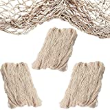 Fish Net Decorative [3 Pack] Natural Cotton Fishnet Decor - Each 14 ft x 4 ft. for Mermaid Party Decorations, Hawaiian Luau Party Supply, Pirate Yacht Nautical Beach Table Cover by 4E's Novelty