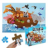 LOVESTOWN Floor Puzzles for Kids, 48 PCS Jumbo Puzzles 3 x 2 Ft. Animal Floor Puzzle Giant Jigsaw Puzzle Educational Toy