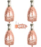 4 Pcs Champagne Aluminium Mylar Foil Balloons Rose Gold Wine Bottle Balloons for Birthday Engagement Bachelorette Party Bridal Shower Wedding Celebration Anniversary Decorations …