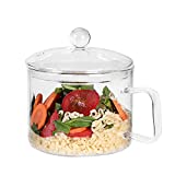 CZFWin Glass Soup Bowl with Lid and Handle, 47 FL OZ Glass Ramen Noodle Bowl Microwave Safe