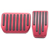 sportuli No Drilling Anti-Slip Aluminum Performance Pedal Covers Kit Replace for Tesla Model 3 and Model Y Accessories (Red)