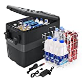 JOYTUTUS 12 Volt Refrigerator, 42 Quart / 40L Portable Freezer (-4℉~50℉) With 12/24V DC and 110V AC, Car Fridge With Compressor and Built-in Light For Van, Truck, Vehicle, Boat, Camping, Road Trip, Outdoor and Home
