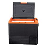 VzTrip 53 Quart Portable Car Freezer 12 Volt Refrigerator Outdoor Fridge Refrigerator(-4℉-68℉),Vehicle,Truck,RV,Camping-12/24V DC (Black & Orange)