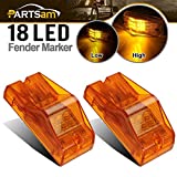 Partsam 2Pcs 6 Inch Amber 18LED Turn Clearance w Reflector Side Turn Signal and Marker Light Replacement for Trucks Cab Sleeper Panel Waterproof Side Surface Mount P/T/C Lights