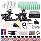 Dragonhawk Complete Tattoo Kit 2Pcs Coils Machine Gun 10 Color Inks Power Supplies Disposable Needles Grips for Beginners and Aritsts 11-85