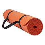 Gaiam Essentials Thick Yoga Mat Fitness & Exercise Mat with Easy-Cinch Yoga Mat Carrier Strap, Orange, 72 InchL x 24 InchW x 2/5 Inch Thick