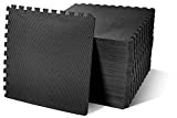 BalanceFrom Puzzle Exercise Mat with High Quality EVA Foam Interlocking Tiles, Black, 1/2” Thick, 144 Square Feet