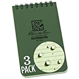 Rite in the Rain Weatherproof Top-Spiral Notebook, 3" x 5", Green Cover, Universal Pattern, 3 Pack (No. 935-3)