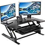 VIVO 36 inch Height Adjustable Stand Up Desk Converter, V Series, Quick Sit to Stand Tabletop Dual Monitor Riser Workstation, Black, DESK-V000V