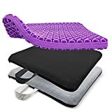Extra-Large Gel Seat Cushion, Breathable Honeycomb Design Pain Relief Egg Seat Cushion - Home Office Chair Cars Wheelchair (Lightpurple, 18.5x16.5x1.6 inches)