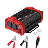 400W Car Power Inverter, DC 12V to 110V AC Converter with 2 Charger Outlets and Dual 3.1A USB Ports Cigarette Lighter Socket Adapter