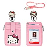 2020 Latest】 Cute Badge Holder Retractable Lanyard Reel Clip with Heavy Duty Carabiner, 1 Clear ID Window, and 4 Card Slots in 2 Sided for Students Teens Boys Girls Women