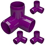 FORMUFIT F0013WE-PU-4 3-Way Elbow PVC Fitting, Furniture Grade, 1" Size, Purple (Pack of 4)