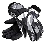 Galexia Zero Kids Winter Gloves Waterproof Boys Girls Snow Ski Gloves (Camo Black, L (10-12 years))