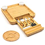 SMIRLY Bamboo Cheese Board and Knife Set: Bamboo Charcuterie Board Set - Wine Meat Cheese Platter - Unique Housewarming Gift for Women, Bridal Shower Gift for Her