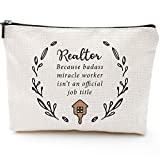 Realtor GIfts for Women- Makeup Bag Gifts, Realtor Miracle Worker Job Title Real Estate Agent Novelty Makeup Bag, Gift Idea For Men Women Co-workers