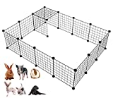 LANGXUN 16pcs Metal Wire Storage Cubes Organizer, DIY Small Animal Cage for Rabbit, Guinea Pigs, Puppy | Pet Products Portable Metal Wire Yard Fence