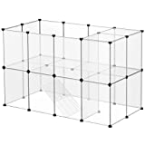 SONGMICS Guinea Pig Playpen, C and C Cage with Stairs, 56.3 x 28.7 x 35.8 Inches, Pet Exercise Run, DIY Plastic Fence Cage for Hamsters, Rabbits, Small Pets, Transparent ULPC005W01