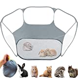 GABraden Small Animals Tent,Reptiles Cage,Breathable Transparent Pet Playpen Pop Open Outdoor/Indoor Exercise Fence,Portable Yard Fence for Guinea Pig,Rabbits, Hamster,Chinchillas and Hedgehogs (Grey)