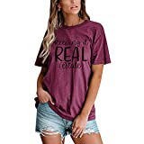 FASHGL Keeping It Real T-Shirt Women Estate Gift Tee Vintage Causal Shirt (Purple, XL, x_l)