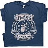 L - Funny Beer T Shirt Smoking Monkey Beastie Mens Womens Famous Bangkok Vintage Bar Pub Tee Cool Boys Movie Graphic Blue