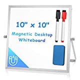 Small WhiteBoard with Stand 10" X 10", ARCOBIS Magnetic Double-Sided Dry Erase White Board Easel for Desk Students Kids Home Office