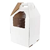 Spec101 Disposable Cake Carrier with Window 10pk - 12 x 12 x 14in Tall Cake Boxes with Window, Box Tiered Cake Box Set