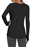 Mippo Long Sleeve Workout Shirts Womens Athletic Tops Workout Tunic Cute Fall Clothes Long Sleeved Gym Exercise Dance Tshirts Yoga Active Wear for Women Black L