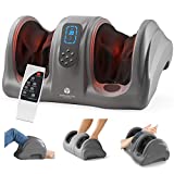 Foot Massager Machine with Heat, Shiatsu Foot and Calf Massager for Plantar Fasciitis and Neuropathy, with Deep Kneading, Increases Blood Flow Circulation W/Remote Control