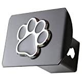 LFPartS Bear Dog Animal Paw Foot 3D Emblem Metal Trailer Hitch Cover Fits 2" Receivers (Black on Black)