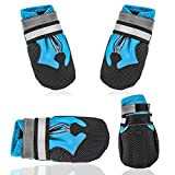 AblePet Dog Waterproof Boots Shoes Anti-Slip Booties, with Adjustable Strap and Reflective Strip, Premium Paw Protector Fit for Medium and Large Dogs(4Pcs)