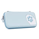 Geekshare Blue Cute Cat Paw Case Compatible with Nintendo Switch/Switch OLED - Portable Hardshell Slim Travel Carrying Case fit Switch Console & Game Accessories - A Removable Wrist Strap (Blue)