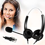 AGPtEK Hands-Free Call Center Noise Cancelling Corded Binaural Headset Headphone with 4-Pin RJ9 Crystal Head and Mic Microphone for Desk Phone - Telephone Counselling Services, Insurance, Hospitals