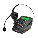 AGPtek® Handsfree Call Center Dialpad Corded Telephone #HA0021 with Monaural Headset Headphones Tone Dial Key Pad & REDIAL- 1 Year Warranty