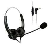 AGPtEK 2.5mm Dual Ear Call Center Telephone Headphone, 6FT Noise Cancelling Binaural Headset, with Boom-Style Mic for Most Cordless Phones