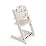 Tripp Trapp High Chair from Stokke, Whitewash - Adjustable, Convertible Chair for Children & Adults - Includes Baby Set with Removable Harness for Ages 6-36 Months - Ergonomic & Classic Design