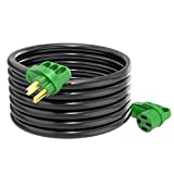 RVGUARD 50 Amp 25 Foot RV/EV Extension Cord, NEMA 14-50 Heavy Duty Extension Cord with LED Power Indicator and Cord Organizer, Green, ETL Listed