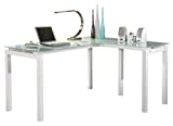 Signature Design by Ashley Baraga Contemporary Glass L-Shaped Home Office Desk, White