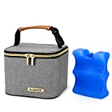 BABEYER Breast Milk Cooler Bag with Ice Pack Fits 4 Large Baby Bottles Up to 5 Ounce, Baby Bottle Cooler Bag Great for Nursing Mom Daycare, Grey