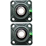 PGN UCF204-12 Pillow Block Bearing - Pack of 2 Square Flange Mounted Pillow Block Bearings - Chrome Steel Bearings with 3/4" Bore - Self Alignment