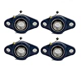 Jeremywell UCFL204-12 Pillow Block Bearing 3/4 inch Bore, 2 Bolt Flange Mounted, Solid Base (4 PCS)