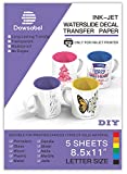 Water Slide Decal Paper for Inkjet Printer, Premium Clear Transparent Printable Waterslide Transfer Paper for Tumblers, Mugs, Glasses DIY, 8.5 x 11 inches, 5 Sheets