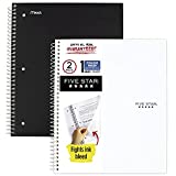 Five Star Spiral Notebooks, 1 Subject, College Ruled Paper, 100 Sheets, 11" x 8-1/2", Black, White, 2 Pack (38454), Black-white