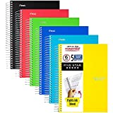 Five Star Spiral Notebooks, 5 Subject, College Ruled Paper, 180 Sheets, Small, 9-1/2" x 6", Assorted Colors, 6 Pack (73527)
