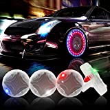 KaiDengZhe Solar Car Tire Wheel Lights LED Car Wheel Tire Air Valve Cap Light with Motion Sensors Flashing Colorful LED Gas Nozzle Cap Tire Light Use for Car Motorcycles Bicycles （Pack of 4）